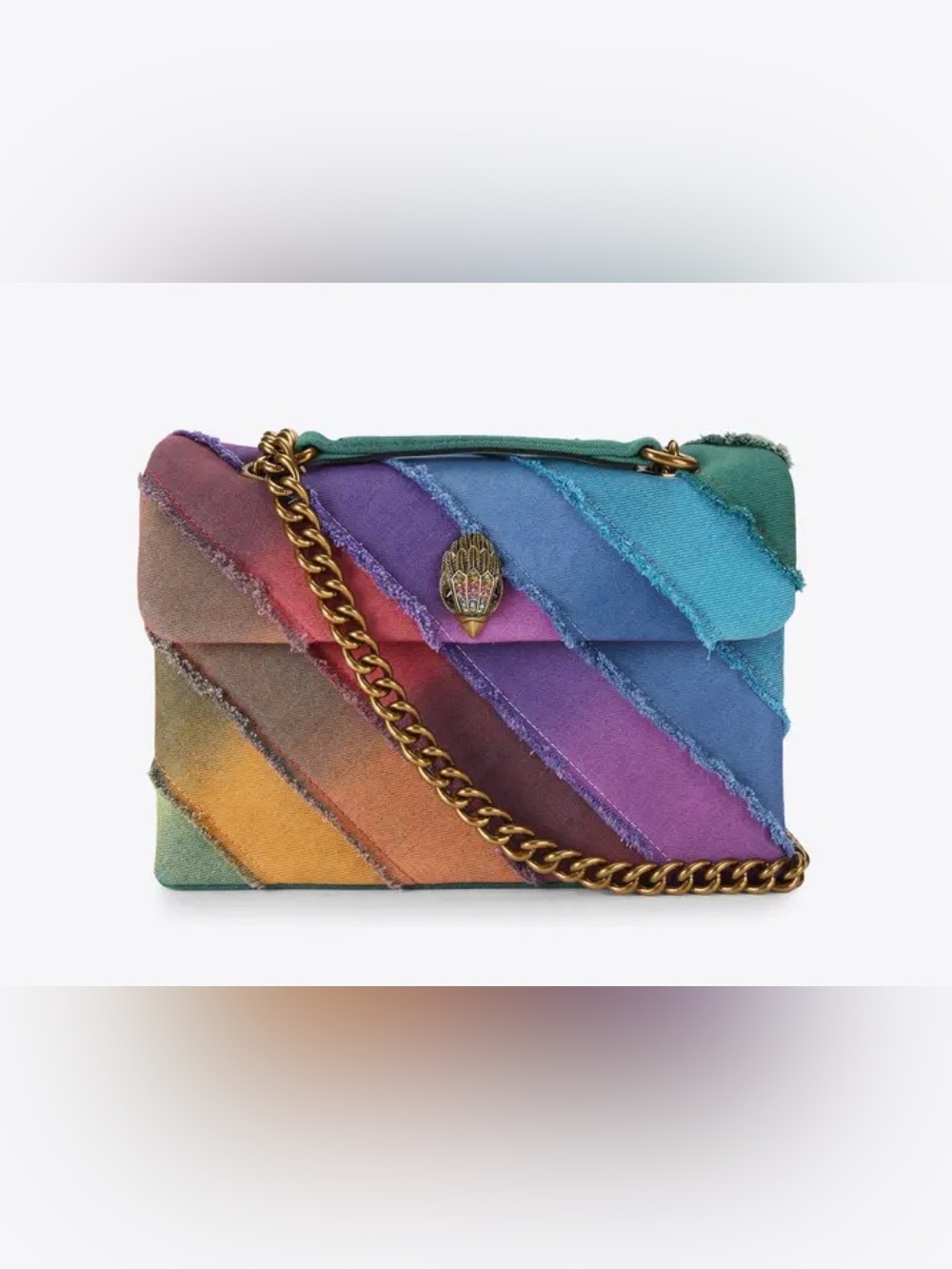 NWT The Kurt Geiger Rainbow Denim Kensington Bag Large